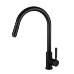 Aqua Matte Black Round Pull Out Kitchen Sink Mixer